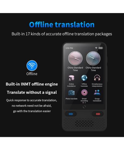 Alternative view of Portable AI Voice Translator - 138 Languages Online & Offline Real-Time Two-Way Wi-Fi Traductor