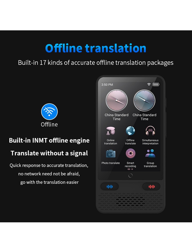 Alternative view of Portable AI Voice Translator - 138 Languages Online & Offline Real-Time Two-Way Wi-Fi Traductor