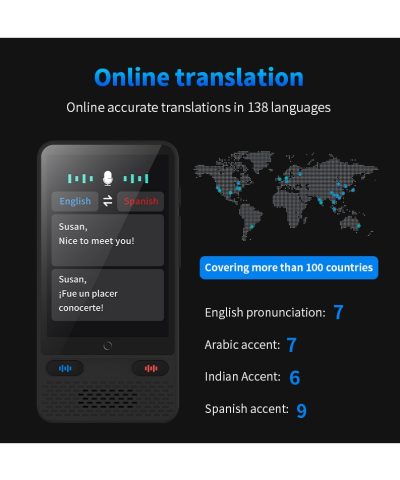 Portable AI Voice Translator - 138 Languages Online & Offline Real-Time Two-Way Wi-Fi Traductor - Image 5