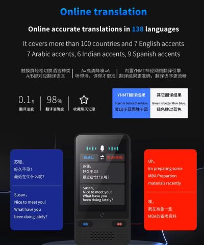 Portable AI Voice Translator - 138 Languages Online & Offline Real-Time Two-Way Wi-Fi Traductor - Image 12
