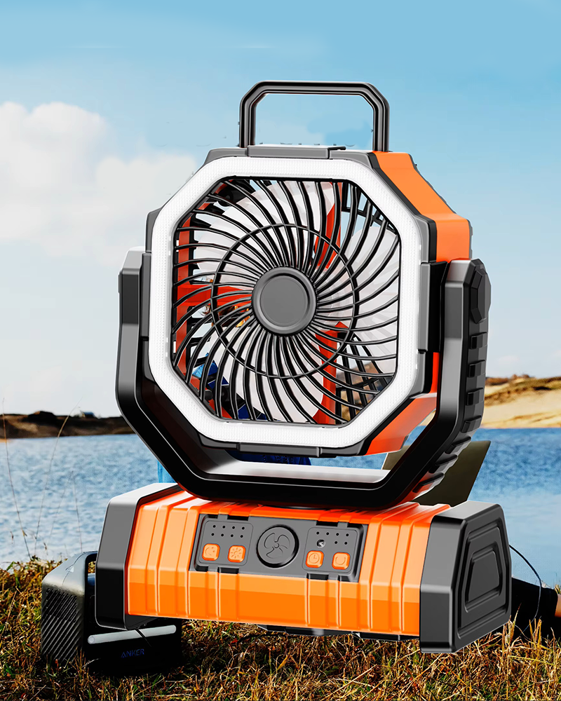 20,000mAh Portable Camping Fan with LED Light, Remote & 4 Ultra-Quiet Speeds