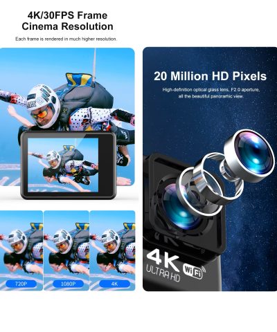 4K 60FPS Waterproof Action Camera with Touch Screen & Wi-Fi for YouTube Vlogging - 170° Wide-Angle - Image 8