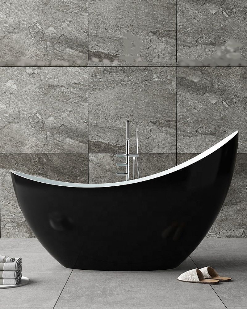 67" Calacatta Design Freestanding Solid Surface Bathtub - Modern Stone Bath for Luxury Soaking