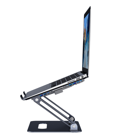 Adjustable Aluminum Laptop Stand with Cooling Fan - Foldable & Ergonomic Design - Image 6