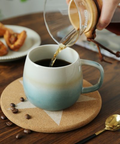 Alternative view of 4-Piece 11-Ounce Stoneware Mug Set - Belly Shape, Two-Tone Design - Dishwasher & Microwave Safe
