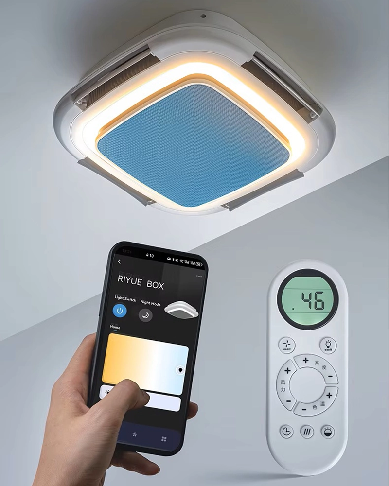 Smart Square Ceiling Fan with Light - Modern Bladeless Chandelier