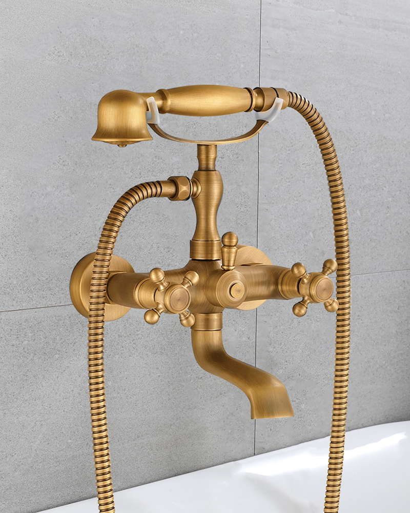 Alternative view of Classic Dual Handle Bath & Shower Faucet - Brass Body, Wall Mounted