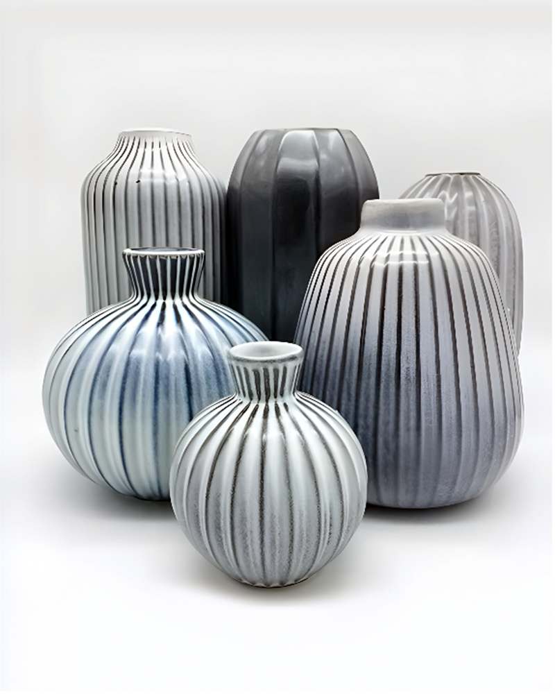 Eco-Friendly Striped Ceramic Origami Art Vase Collection