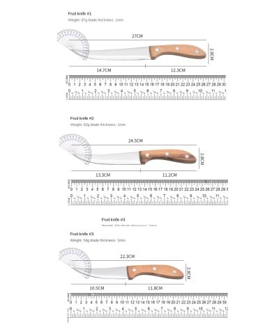 Stainless Steel 3-Piece Paring Knife | 3Cr13 Blade with Stabilized Wood Handle