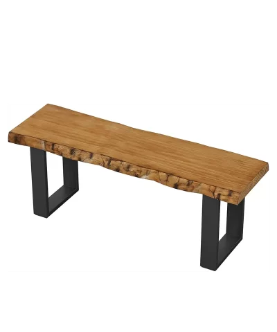 47" Solid Wood Entryway Bench, Industrial Wooden Shoe Bench with Metal Legs, Narrow Long End of Bed Bench for Bedroom, Living Room, Small Space, Easy Assembly - Image 6