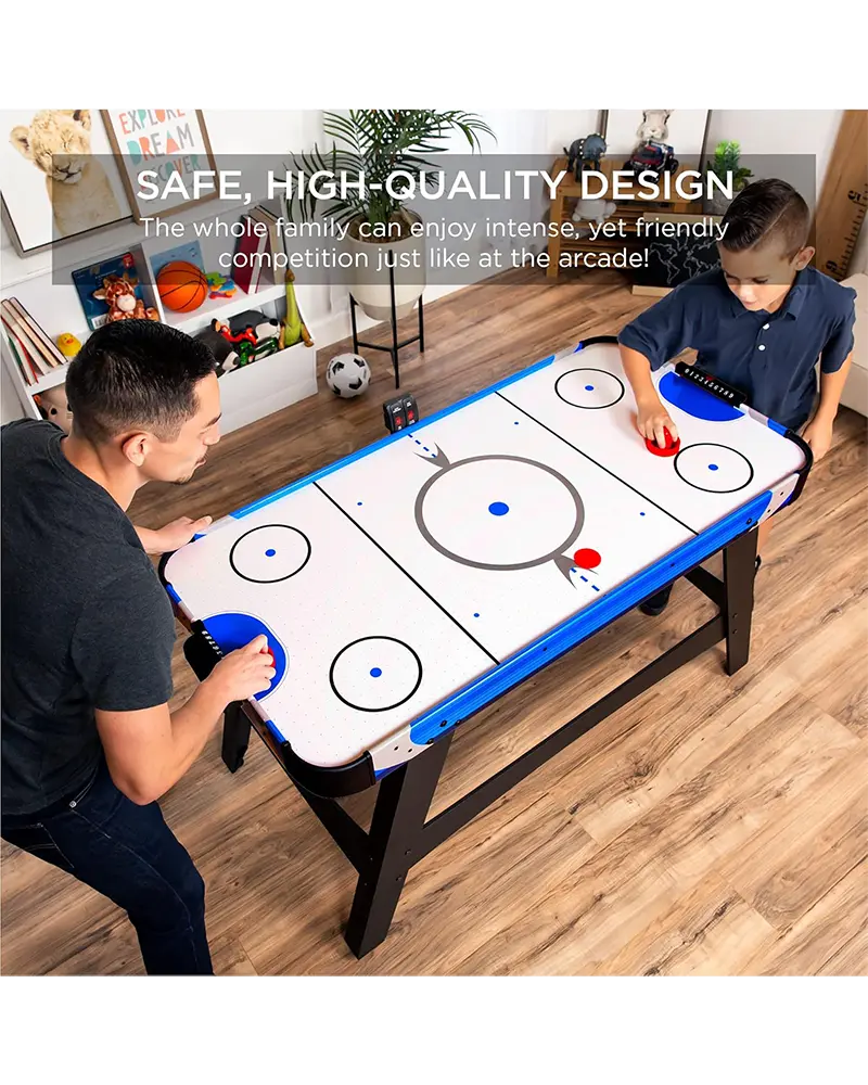 Alternative view of 58in Mid-Size Arcade Style Air Hockey Table for Game Room, Home, Office w/ 2 Pucks, 2 Pushers, Digital LED Score Board, Powerful 12V Motor, Carrying Bag