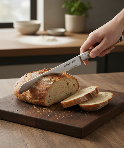 Professional 8-Inch Bread Knife | Serrated Stainless Steel with Wood Handle