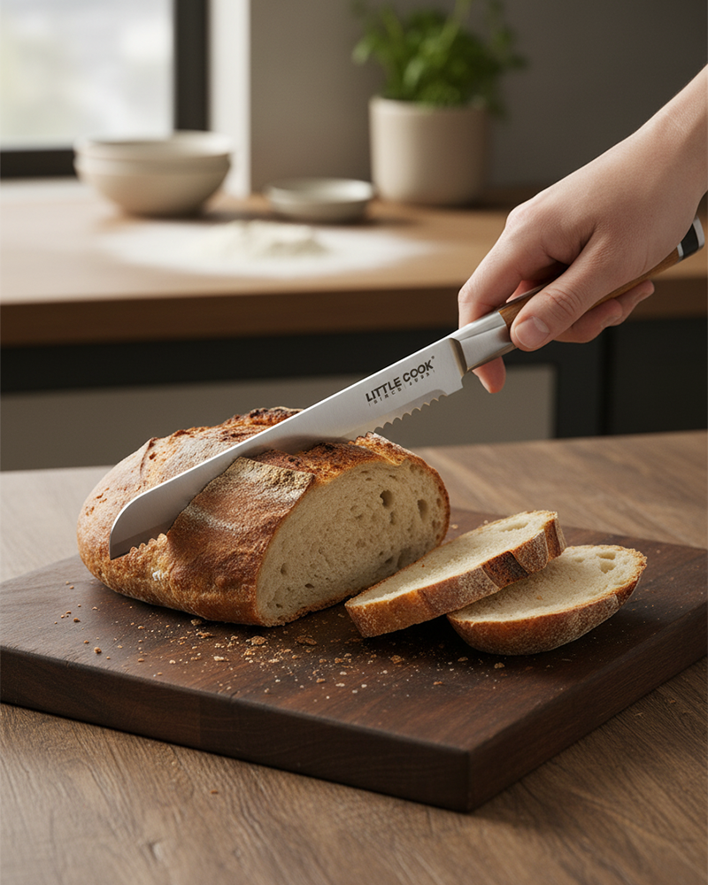 Professional 8-Inch Bread Knife | Serrated Stainless Steel with Wood Handle