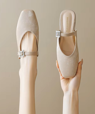 Women's Square Toe Flip Flops | French Style Satin Slip-On Shoes for Spring & Summer