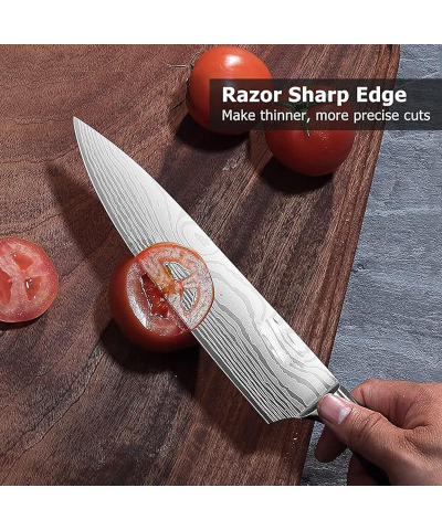 8-Inch Damascus Chef Knife | High Carbon Stainless Steel, Laser Pattern - Image 6
