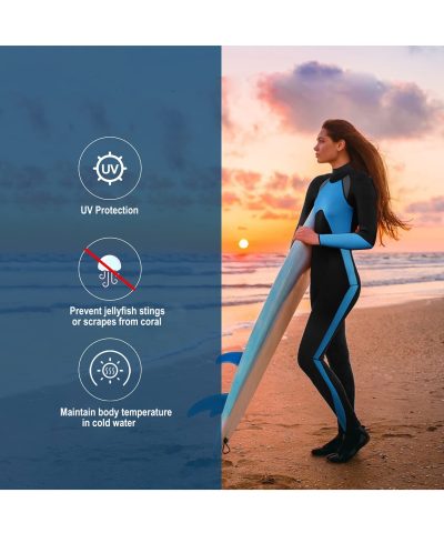 Women's 3mm/5mm Neoprene Wetsuit | Long Sleeve Full Body Surf & Scuba Suit - Image 5