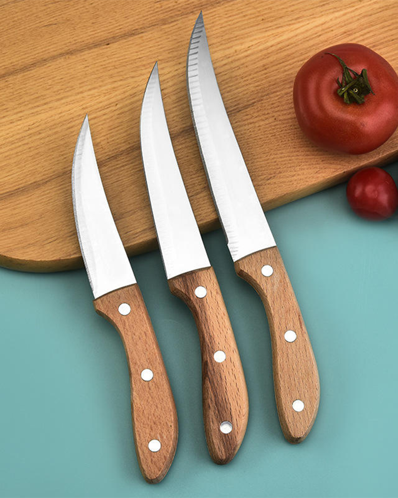 Alternative view of Stainless Steel 3-Piece Paring Knife | 3Cr13 Blade with Stabilized Wood Handle