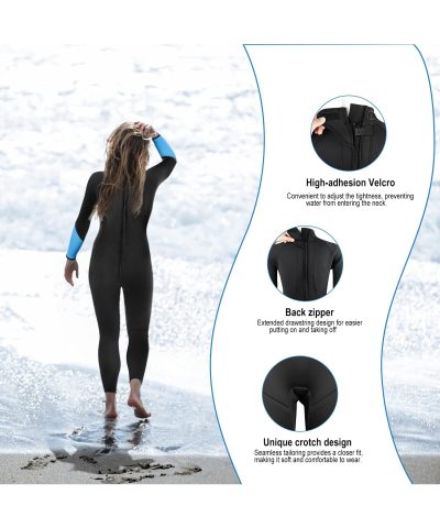 Women's 3mm/5mm Neoprene Wetsuit | Long Sleeve Full Body Surf & Scuba Suit - Image 6