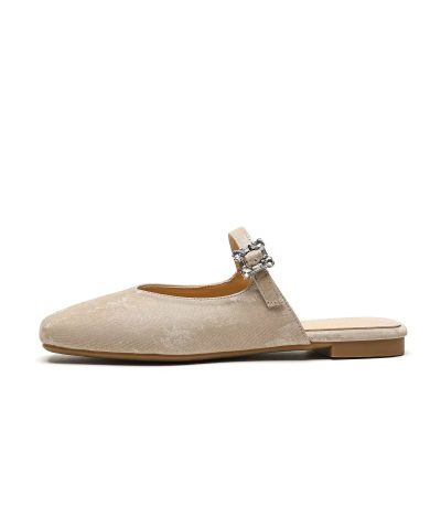 Women's Square Toe Flip Flops | French Style Satin Slip-On Shoes for Spring & Summer