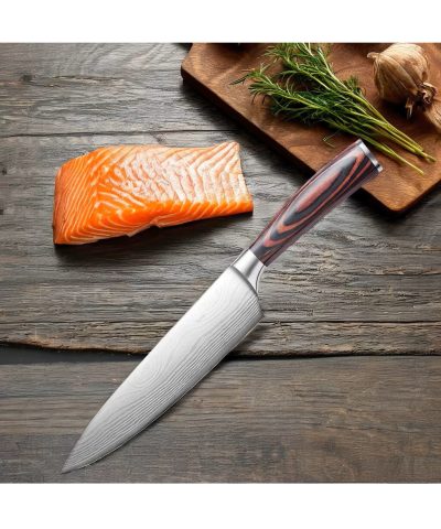 8-Inch Damascus Chef Knife | High Carbon Stainless Steel, Laser Pattern - Image 4