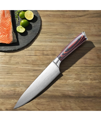 8-Inch Damascus Chef Knife | High Carbon Stainless Steel, Laser Pattern - Image 5