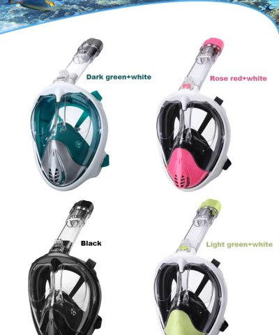 M6112 Full Face Snorkel Mask | Anti-Fog Panoramic Dive Mask with Dry Top Snorkel
