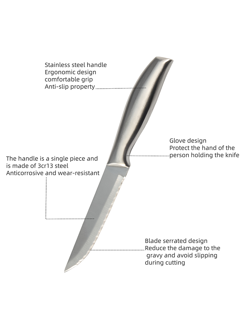 Stainless Steel Steak Knife Set | Razor-Sharp Serrated Edge & Dishwasher Safe