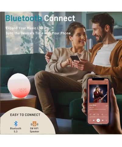 Smart Sunrise Alarm Clock with FM Radio & 7 Nature Sounds - Portable Wake-Up Light for Kids & Adults - Image 7