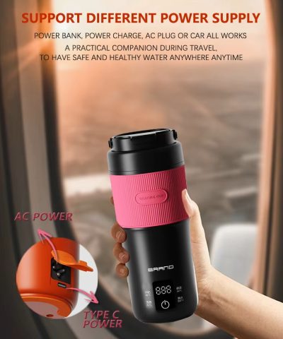 USB-C Portable Kettle, Off-White | 0.4L Travel Electric Kettle with LCD Display - Image 9