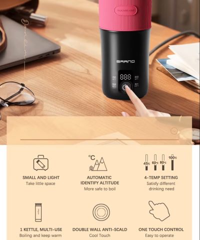 USB-C Portable Kettle, Off-White | 0.4L Travel Electric Kettle with LCD Display - Image 8