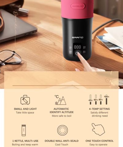USB-C Portable Kettle, Off-White | 0.4L Travel Electric Kettle with LCD Display - Image 7