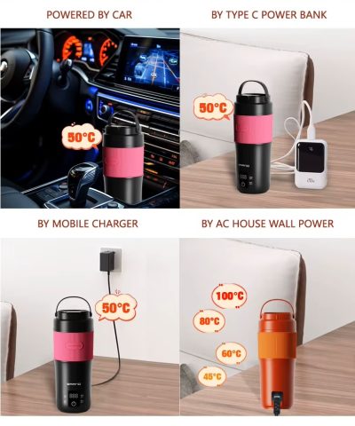 USB-C Portable Kettle, Off-White | 0.4L Travel Electric Kettle with LCD Display - Image 5