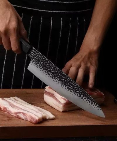 8-Inch Damascus Santoku Knife | 90Cr18MOV Steel, Olive Wood Handle
