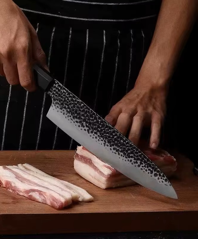 8-Inch Damascus Santoku Knife | 90Cr18MOV Steel, Olive Wood Handle