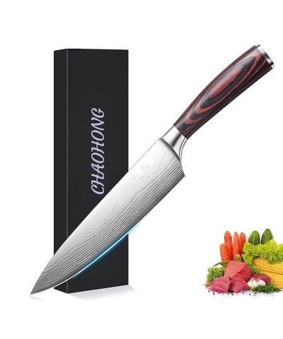 8-Inch Damascus Chef Knife | High Carbon Stainless Steel, Laser Pattern - Image 8