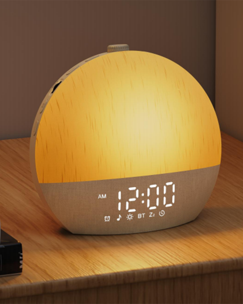Modern Design Sunrise Wake Up Light Alarm Clock with Bluetooth Speaker & White Noise Machine - Smart Healthy LED Digital Clock