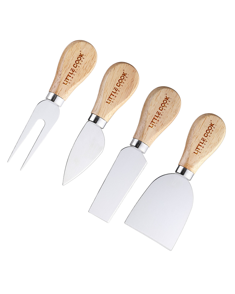 4-Piece Cheese Knife Set | Stainless Steel with Wood Handles