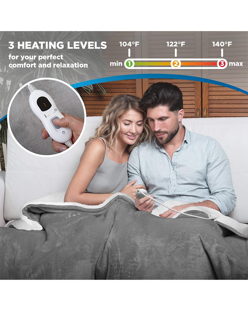 Alternative view of ML-G01 Heated Throw Blanket - 3 Heat Settings, Washable
