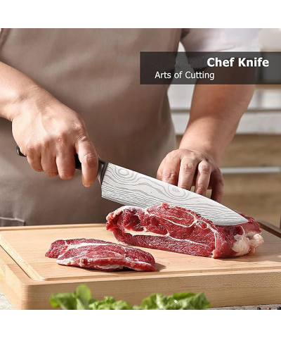 8-Inch Damascus Chef Knife | High Carbon Stainless Steel, Laser Pattern - Image 3