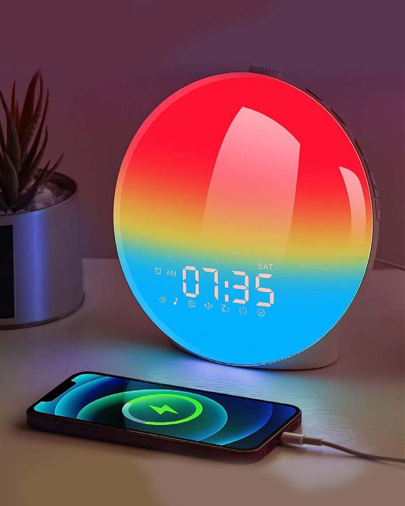 Smart Sunrise Alarm Clock with FM Radio & 7 Nature Sounds - Portable Wake-Up Light for Kids & Adults