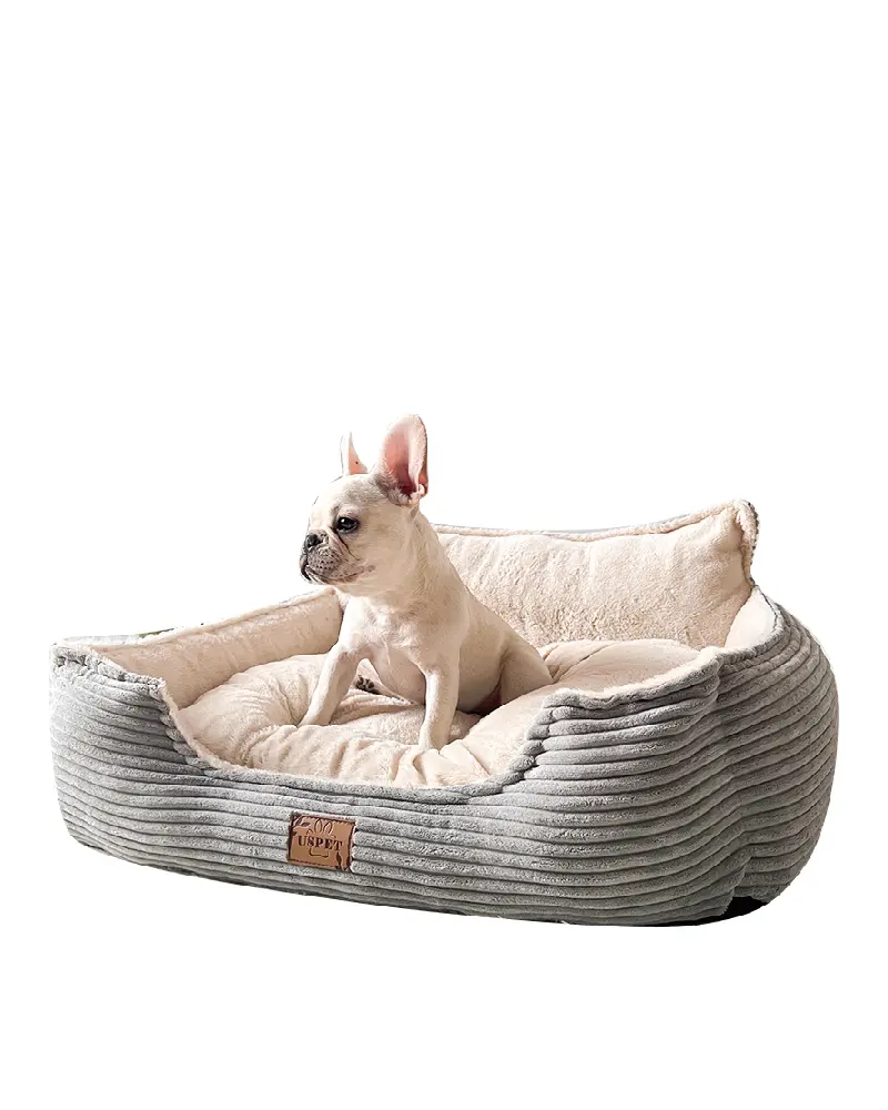 USPET Luxury Soft Corduroy Calming Dog Bed - Removable Washable Pet Sofa for Small Dogs
